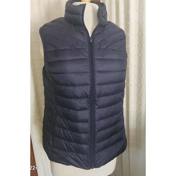 V21  Pure Down Navy quilted puffer vest duck down - Picture 1 of 7